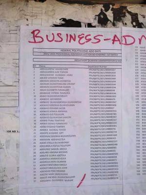 Fed Poly Ado-Ekiti ND evening admission list for the academic year 2021/22.