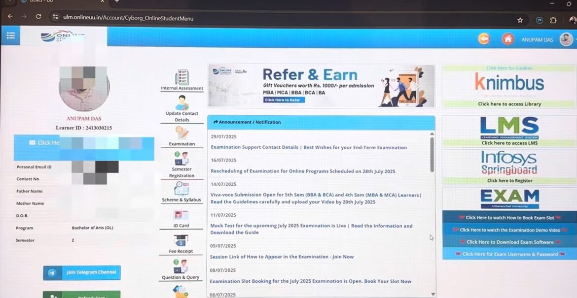uttaranchal online degree portal-2